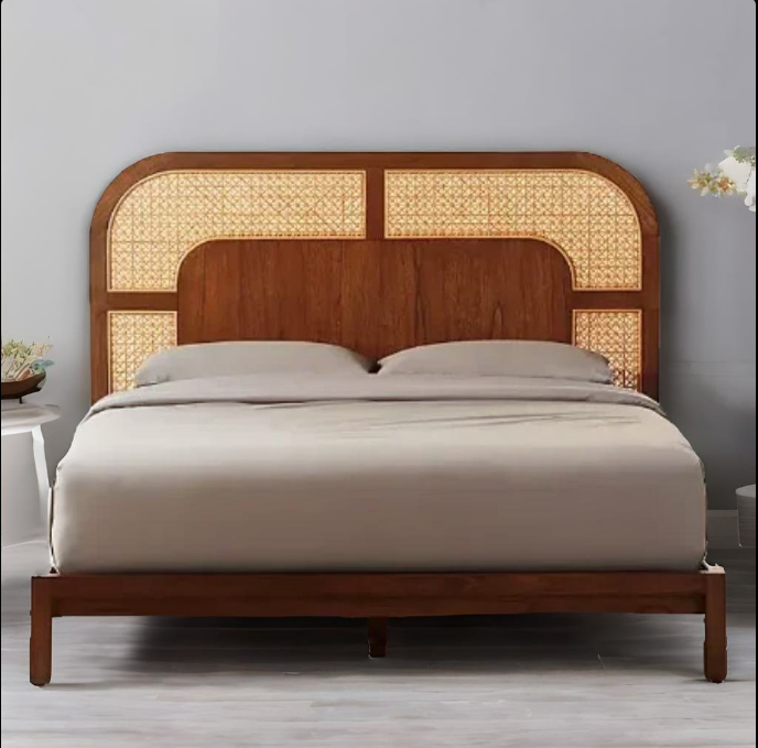 Buy Blue City Decor Evira Natural Cane Solid Wood Bed | Beds | King Size Bed | King Bed | Queen Size Bed | Queen Bed | Wooden Bed | Poster Bed | Double Bed | Bedroom Furniture | Blue City Decor