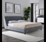 Buy Blue City Decor Velmora Luxe Fabric Solid Wood Bed | Beds | King Size Bed | King Bed | Queen Size Bed | Queen Bed | Wooden Bed | Poster Bed | Double Bed | Bedroom Furniture | Blue City Decor