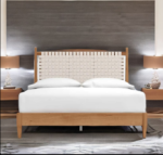 Buy Blue City Decor Vamika Woven Leather Bed Frame | Beds | King Size Bed | King Bed | Queen Size Bed | Queen Bed | Wooden Bed | Poster Bed | Double Bed | Bedroom Furniture | Blue City Decor