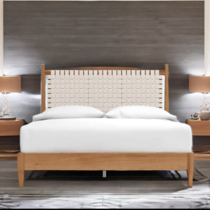 Buy Blue City Decor Vamika Woven Leather Bed Frame | Beds | King Size Bed | King Bed | Queen Size Bed | Queen Bed | Wooden Bed | Poster Bed | Double Bed | Bedroom Furniture | Blue City Decor