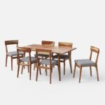 Blue City Decor Royale Comfort 6 Seater Wooden Dining Table Set - Image 5