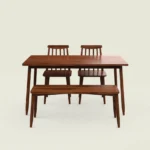 Buy Blue City Decor Arvika Compact Dining Table with Bench – 4 Seater | Dining Table Set | Wooden Dining | Wooden Dining Table Set | Dining Room Furniture | Solid Wood Furniture | Blue City Decor