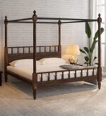 Buy Blue City Decor Sheesham Wood Poster Bed in Provincial Teak Finish | Beds | King Size Bed | King Bed | Queen Size Bed | Queen Bed | Wooden Bed | Poster Bed | Double Bed | Bedroom Furniture | Blue City Decor