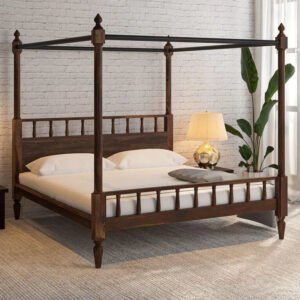 Buy Blue City Decor Sheesham Wood Poster Bed in Provincial Teak Finish | Beds | King Size Bed | King Bed | Queen Size Bed | Queen Bed | Wooden Bed | Poster Bed | Double Bed | Bedroom Furniture | Blue City Decor