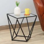 Buy Blue City Decor Valerie Geometric Black Side Table | Side Table | Bedside Table | Wooden Bedside Table | Wooden Bedside Table | Bedroom Furniture | Living Room Furniture | Solid Wood Furniture | Blue City Decor