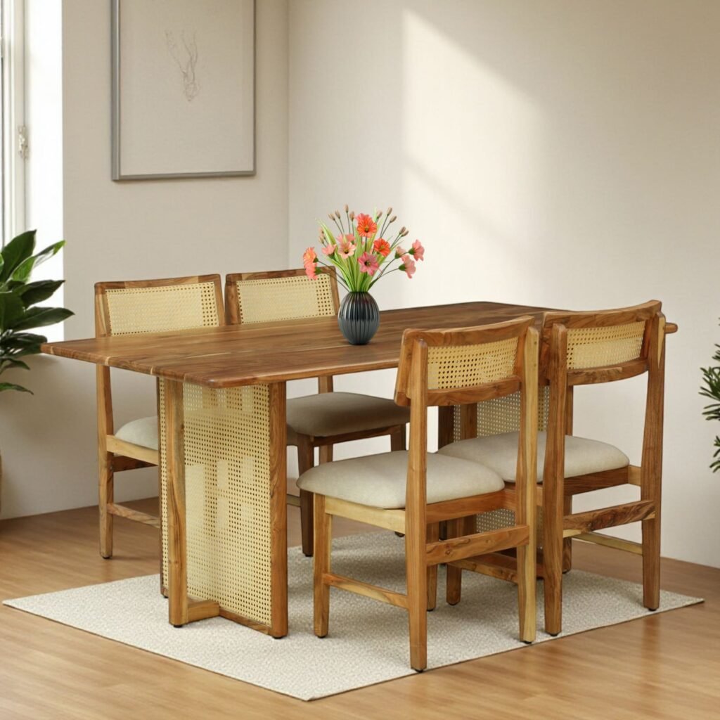 Blue City Decor Urban Roots Solid Acacia 4 Seater Dining Set