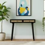 Buy Blue City Decor Solvara Dark Tone Cane Console Table | Console Table | Wooden Console Table | Living Room Furniture | Blue City Decor