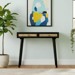 Buy Blue City Decor Solvara Dark Tone Cane Console Table | Console Table | Wooden Console Table | Living Room Furniture | Blue City Decor