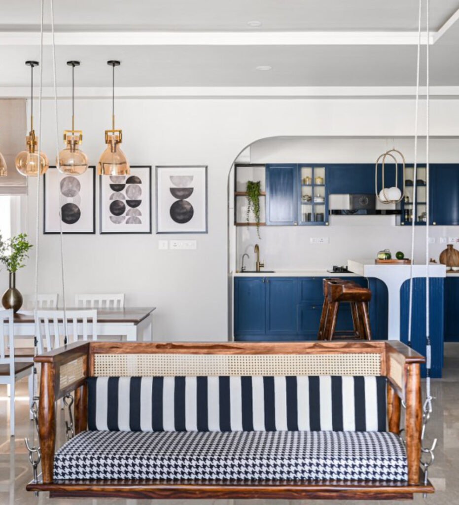 Buy Blue City Decor Solid Wood Rattan Hanging Swing | Swing | Wooden Swing | Living Room Furniture | Outdoor Furniture | Balcony Furniture | Balcony Swing | Solid Wood Furniture | Blue City Decor