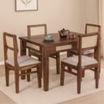 Buy Blue City Decor Sheesham Wood 4 Seater Dining Table Set in Teak Finish | Dining Set | Wooden Dining Set | Dining Table | 4 Seater Dining | Dining Room Furniture | Solid Wood Furniture | Blue City Decor