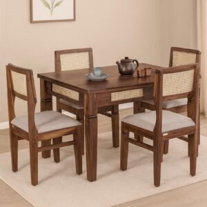Buy Blue City Decor Sheesham Wood 4 Seater Dining Table Set in Teak Finish | Dining Set | Wooden Dining Set | Dining Table | 4 Seater Dining | Dining Room Furniture | Solid Wood Furniture | Blue City Decor