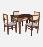 Blue City Decor Sheesham Wood 4 Seater Dining Table Set in Teak Finish - Image 4