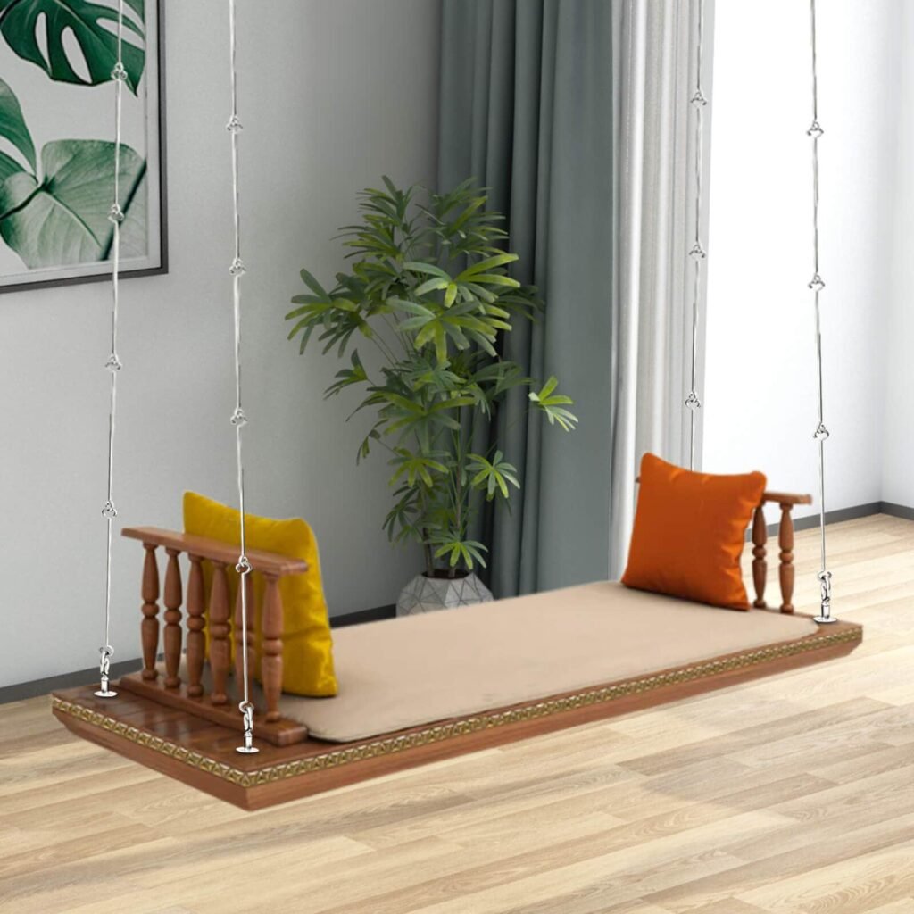 Buy Blue City Decor Heritage Mango Wood Swing with Honey Finish | Swing | Wooden Swing | Living Room Furniture | Outdoor Furniture | Balcony Furniture | Balcony Swing | Solid Wood Furniture | Blue City Decor