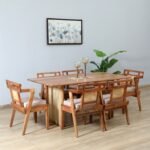 Buy Blue City Decor Arvella Solid Wood 6 Seater Dining in Warm Natural Tone | Dining Set | Wooden Dining Set | Dining Table | 6 Seater Dining | Dining Room Furniture | Solid Wood Furniture | Blue City Decor