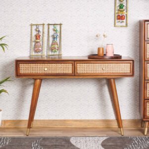 Buy Blue City Decor Kavira Artisan Cane Console Table | Console Table | Wooden Console Table | Living Room Furniture | Blue City Decor