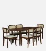 Blue City Decor Bravion Solid Wood 6 Seater Dining Set with Chairs in Teak Finish - Image 4