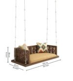 Blue City Decor Traditional Sheesham Wood Swing in Walnut Finish - Image 2