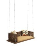 Blue City Decor Traditional Sheesham Wood Swing in Walnut Finish - Image 4