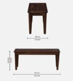 Blue City Decor Classic Sheesham Wood 6 Seater Dining Set with Bench in Teak Finish - Image 2