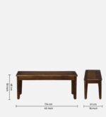 Blue City Decor Virella Solid Wood 6 Seater Dining Set with Bench in Rich Teak Tone - Image 4