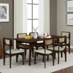 Buy Blue City Decor Bravon Sheesham Wood 6 Seater Dining Set with Chairs in Teak Finish | Dining Set | Wooden Dining Set | Dining Table | 6 Seater Dining | Dining Room Furniture | Solid Wood Furniture | Blue City Decor