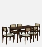 Blue City Decor Bravon Sheesham Wood 6 Seater Dining Set with Chairs in Teak Finish - Image 4