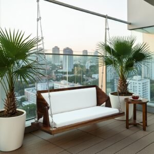 Buy Blue City Decor Sheesham Wood Hanging Swing with Reversible Back | Swing | Wooden Swing | Living Room Furniture | Outdoor Furniture | Balcony Furniture | Balcony Swing | Solid Wood Furniture | Blue City Decor