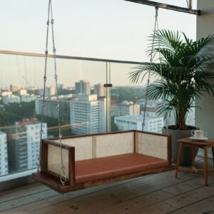 Buy Blue City Decor Heritage Sheesham Wood 2 Seater Swing in Teak Finish | Swing | Wooden Swing | Living Room Furniture | Outdoor Furniture | Balcony Furniture | Balcony Swing | Solid Wood Furniture | Blue City Decor