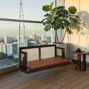 Buy Blue City Decor Provincial Teak Finish Sheesham Wood 2 Seater Swing | Swing | Wooden Swing | Living Room Furniture | Outdoor Furniture | Balcony Furniture | Balcony Swing | Solid Wood Furniture | Blue City Decor