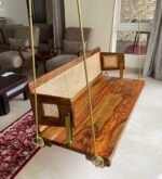 Blue City Decor Honey Finish Solid Wood Hanging Swing - Image 2