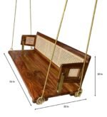 Blue City Decor Honey Finish Solid Wood Hanging Swing - Image 3