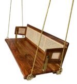 Blue City Decor Honey Finish Solid Wood Hanging Swing - Image 4