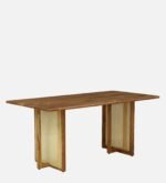 Blue City Decor Natural Finish Acacia Wood 4 Seater Dining Set - Image 5