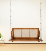 Buy Blue City Decor Solid Wood Rattan Two Seater Swing in Rich Brown Finish | Swing | Wooden Swing | Living Room Furniture | Outdoor Furniture | Balcony Furniture | Balcony Swing | Solid Wood Furniture | Blue City Decor