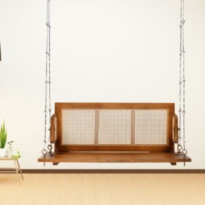 Buy Blue City Decor Solid Wood Rattan Two Seater Swing in Rich Brown Finish | Swing | Wooden Swing | Living Room Furniture | Outdoor Furniture | Balcony Furniture | Balcony Swing | Solid Wood Furniture | Blue City Decor
