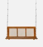 Blue City Decor Solid Wood Rattan Two Seater Swing in Rich Brown Finish - Image 5