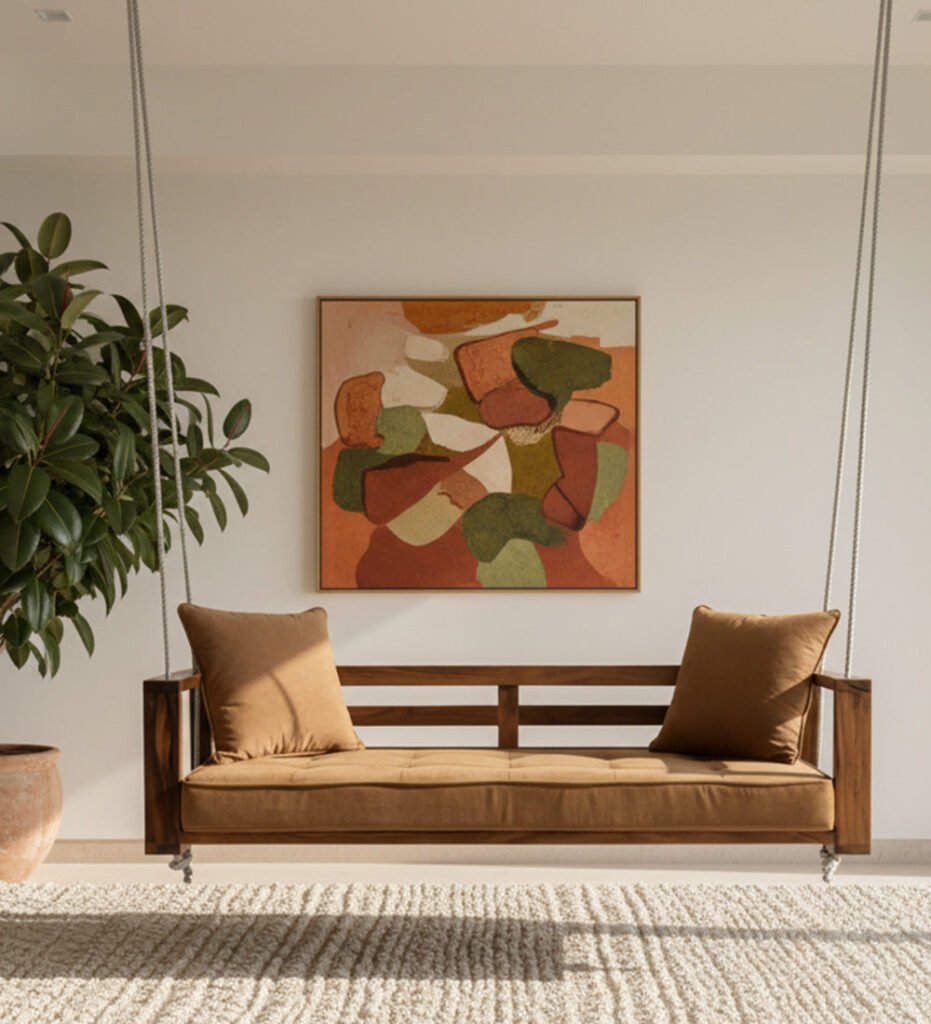 Buy Blue City Decor Classic Minimal Wooden Swing | Swing | Wooden Swing | Living Room Furniture | Outdoor Furniture | Balcony Furniture | Balcony Swing | Solid Wood Furniture | Blue City Decor