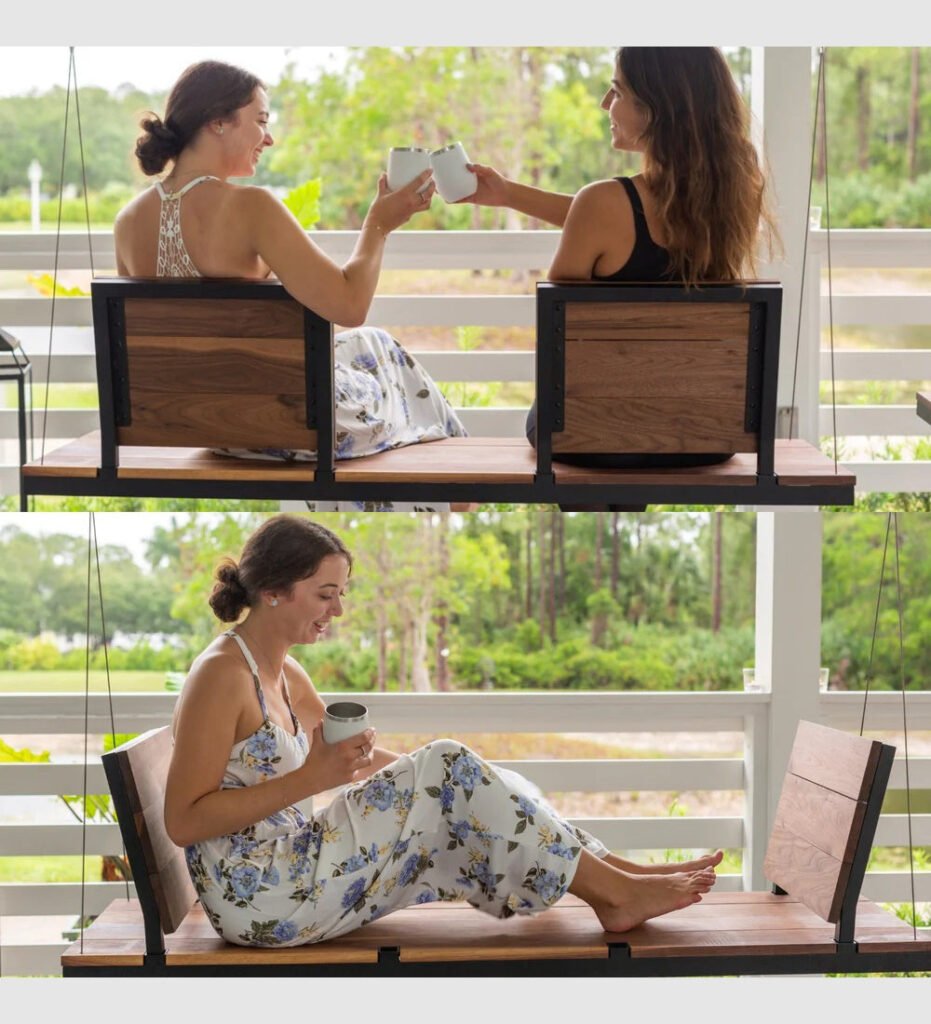 Buy Blue City Decor Solid Wood Hanging Swing with Removable Backrest | Swing | Wooden Swing | Living Room Furniture | Outdoor Furniture | Balcony Furniture | Balcony Swing | Solid Wood Furniture | Blue City Decor