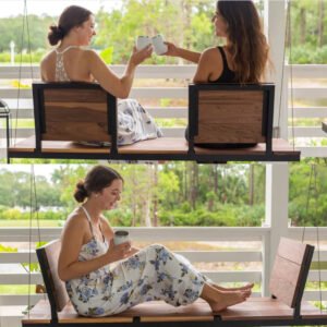 Buy Blue City Decor Solid Wood Hanging Swing with Removable Backrest | Swing | Wooden Swing | Living Room Furniture | Outdoor Furniture | Balcony Furniture | Balcony Swing | Solid Wood Furniture | Blue City Decor