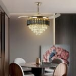 Blue City Decor Black Mamba Crystal Fan Chandelier with Remote Control - Image 5