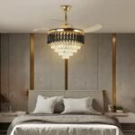 Blue City Decor Black Mamba Crystal Fan Chandelier with Remote Control - Image 3