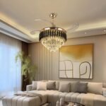 Blue City Decor Black Mamba Crystal Fan Chandelier with Remote Control - Image 6
