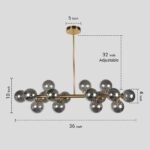 Blue City Decor Feliora Smoke Glass Multi-Arm Chandelier 14 Light - Image 4