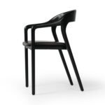 Blue City Decor Nero Black Leather Seat Wooden Arm Dining Chair (Set Of 2) - Image 3