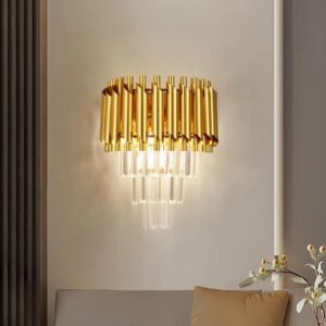 Buy Blue City Decor Trilux Gold Crystal LED Wall Lamp in Triple Layer Luxe Design | Lighting | Wall Light | Wall Lamp | Decorative Lighting | Modern Lighting | Home Lighting | Interior Lighting | Luxury Lighting | Blue City Decor