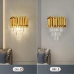 Blue City Decor Trilux Gold Crystal LED Wall Lamp in Triple Layer Luxe Design - Image 3