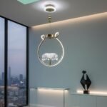 Blue City Decor Crystal Halo Pendant Light in Gold Ring Design - Image 2