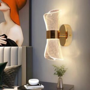 Buy Blue City Decor Aurelia Nordic Mesh Wall Lamp in Gold Acrylic Luxe Finish | Lighting | Wall Light | Wall Lamp | Decorative Lighting | Modern Lighting | Home Lighting | Interior Lighting | Luxury Lighting | Blue City Decor