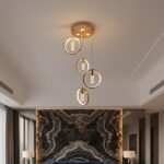 Blue City Decor Velmora Golden Crystal Hanging Light - Image 3