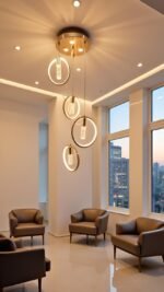 Blue City Decor Velmora Golden Crystal Hanging Light - Image 4